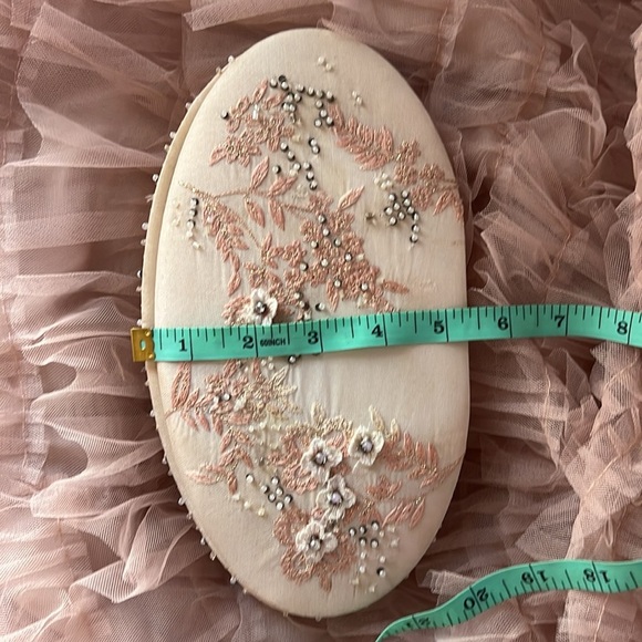 Vintage Embroidered Floral Jewelry Box with Beaded Trim and Mirror - Picture 13 of 13